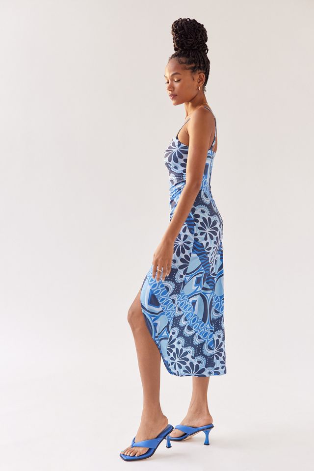 UO Solana Spliced Stripe Printed Split-Hem Midi Dress #2