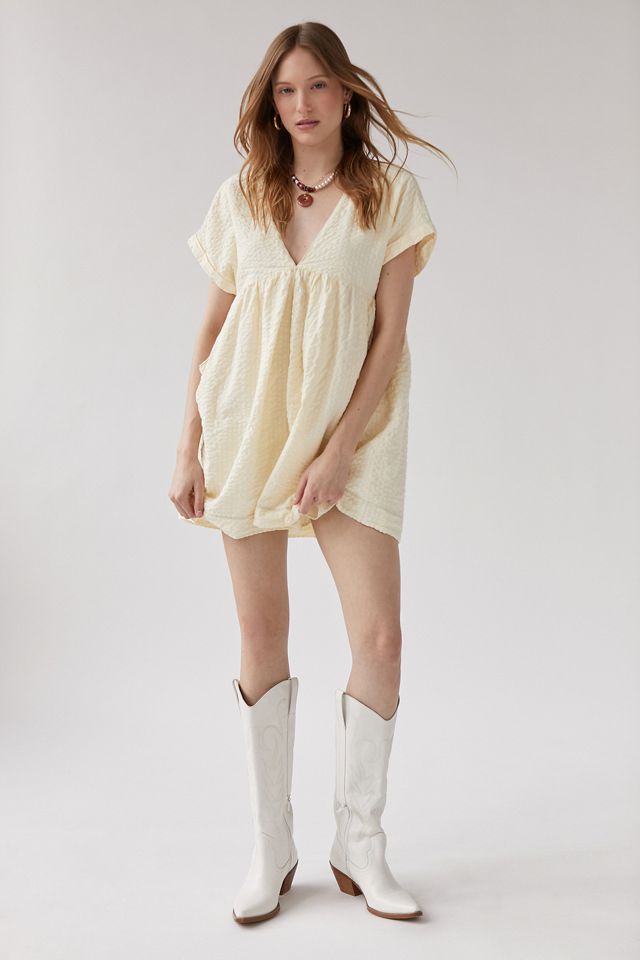 UO Serendipity Cream Linen Babydoll Dress #2