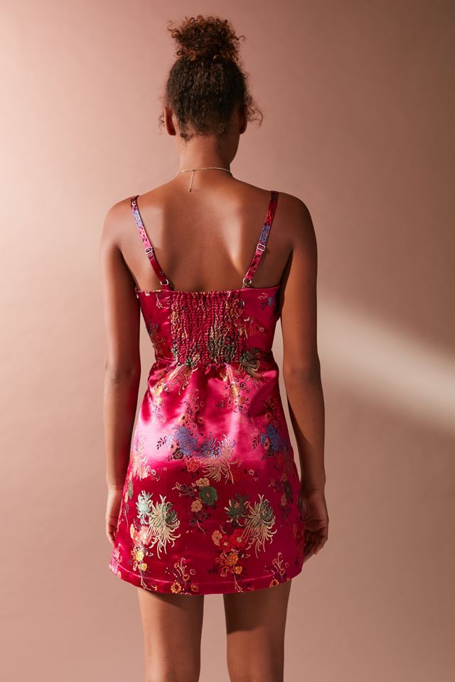 UO Waterlily Pink Jacquard Straight-Neck Dress #1