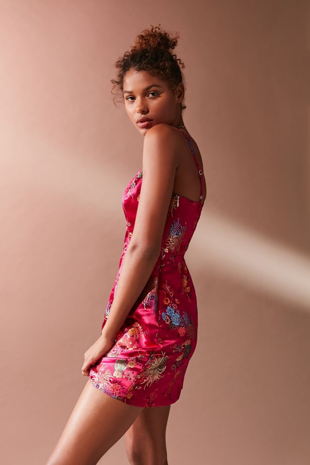 UO Waterlily Pink Jacquard Straight-Neck Dress #4