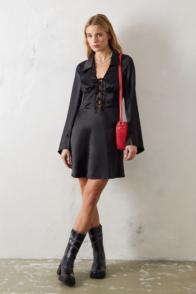 Light Before Dark Courtney Lace-Up Satin Mini Dress  #1