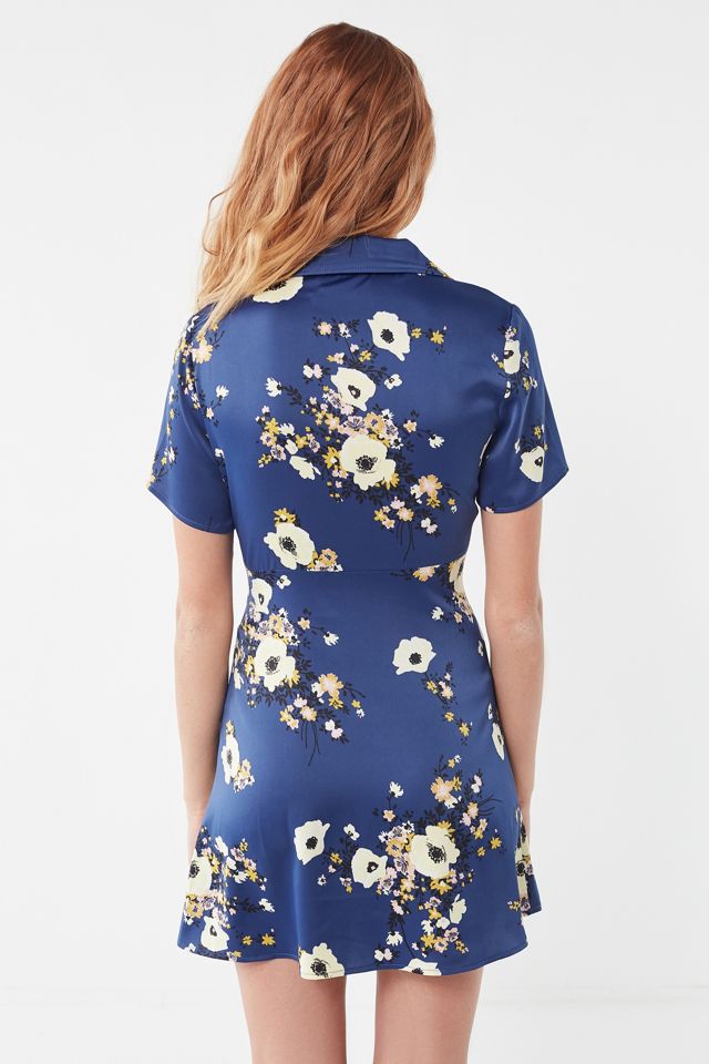 UO Lainey Satin Empire Waist Shirt Dress | Urban Outfitters UK