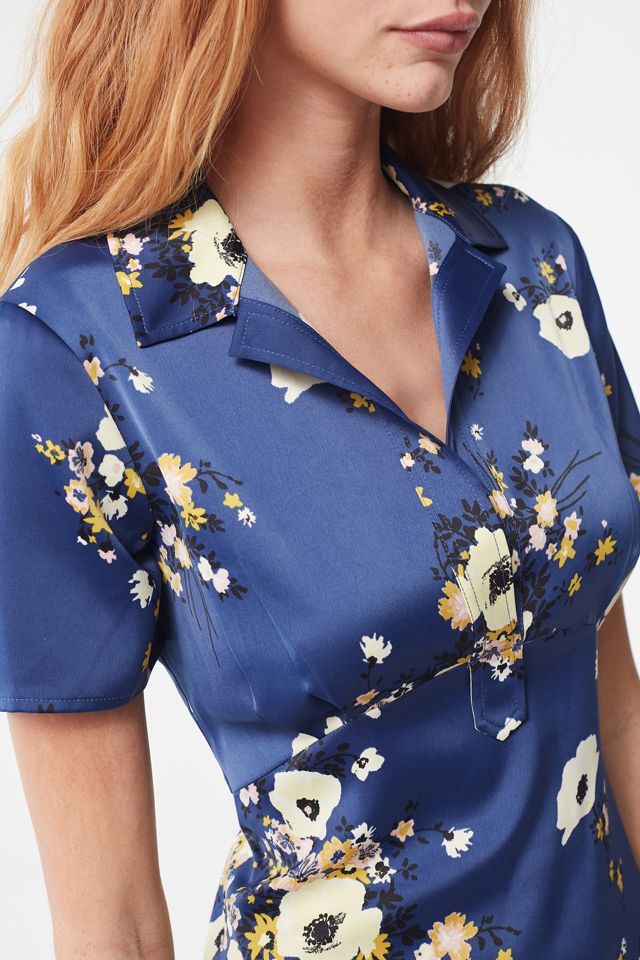 UO Lainey Satin Empire Waist Shirt Dress | Urban Outfitters UK