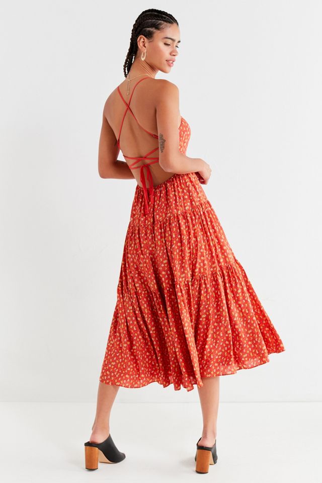 uo sparks fly tiered midi dress UO Sparks Fly Tiered Midi Dress