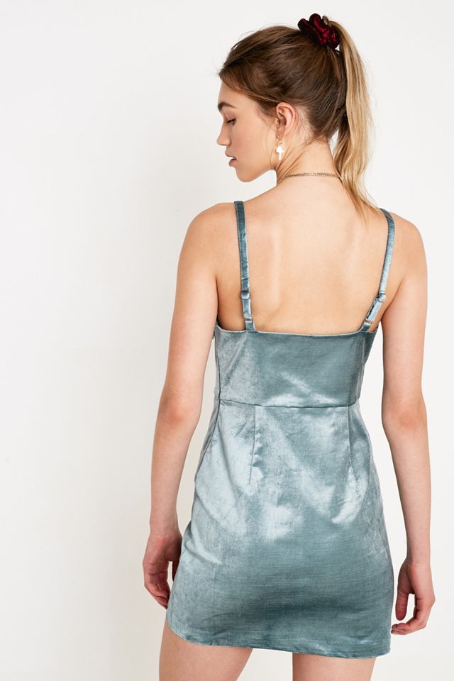 UO Velveteen Blue Strapless Mini Dress #3
