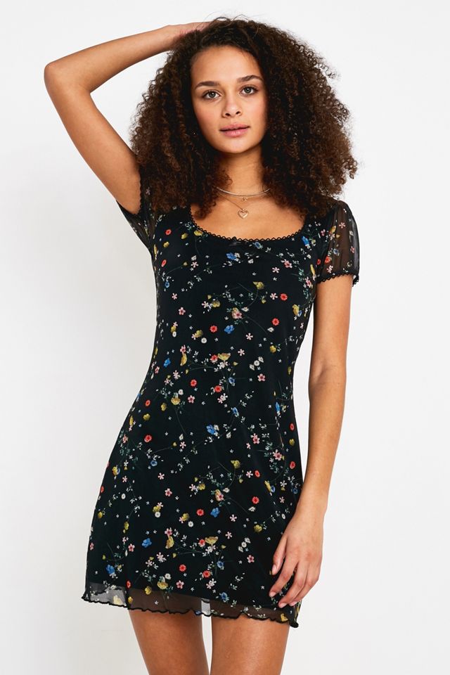 Urban outfitters black floral 2024 dress