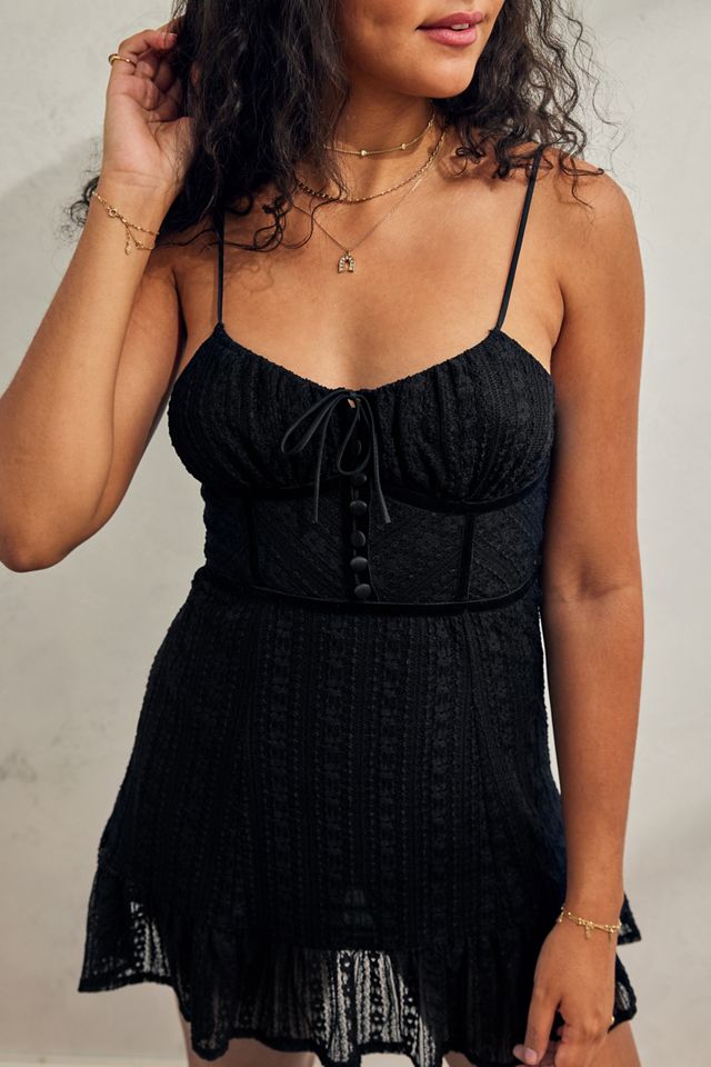 UO Silvana Lace Mini Slip Dress  #1