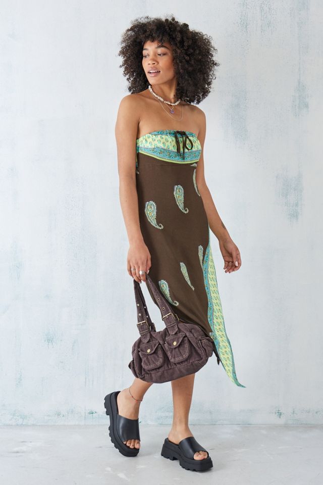 Ecote Brown Pacy Strapless Midi Dress  #1
