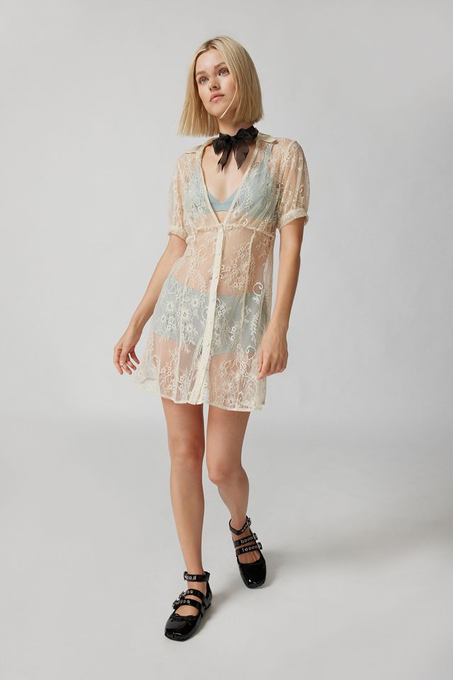 UO Connie Transparentes Spitzen-Minikleid #1