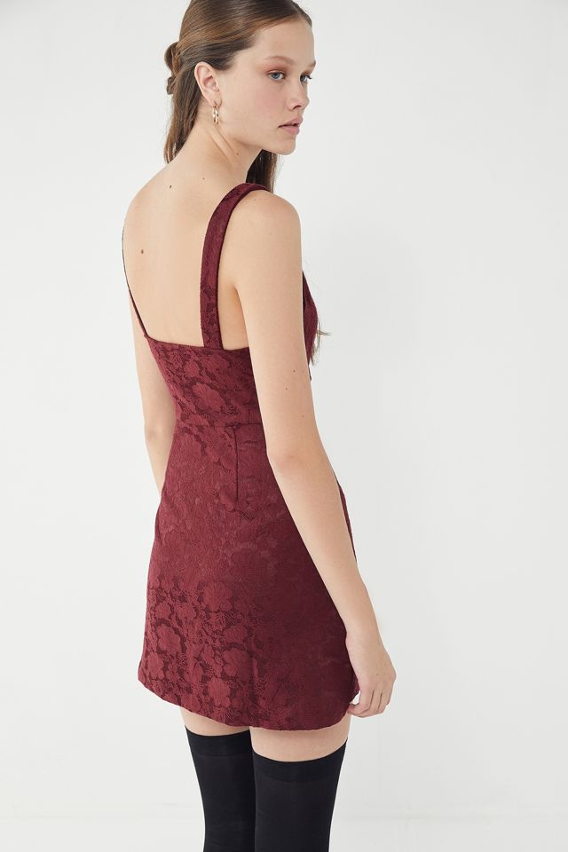 UO Hallie Embroidered Square-Neck Mini Dress | Urban Outfitters UK
