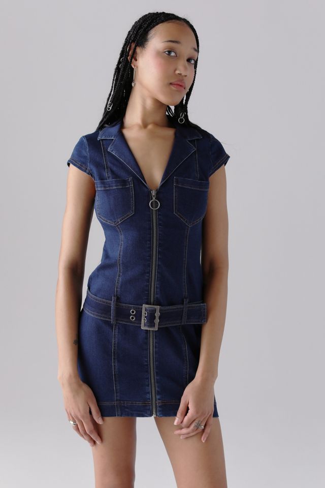 Denim dress hotsell zip up