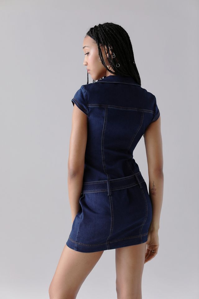 UO Dion Zip-Up Denim Mini Dress  #2