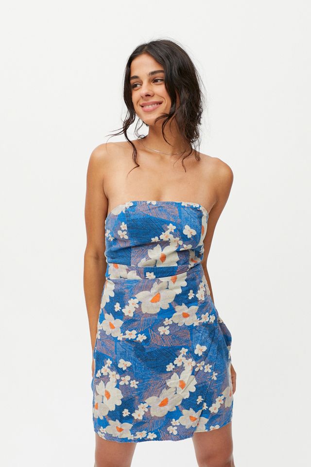 UO Juliette Blue Floral Wrap-Around Mini Abito #3