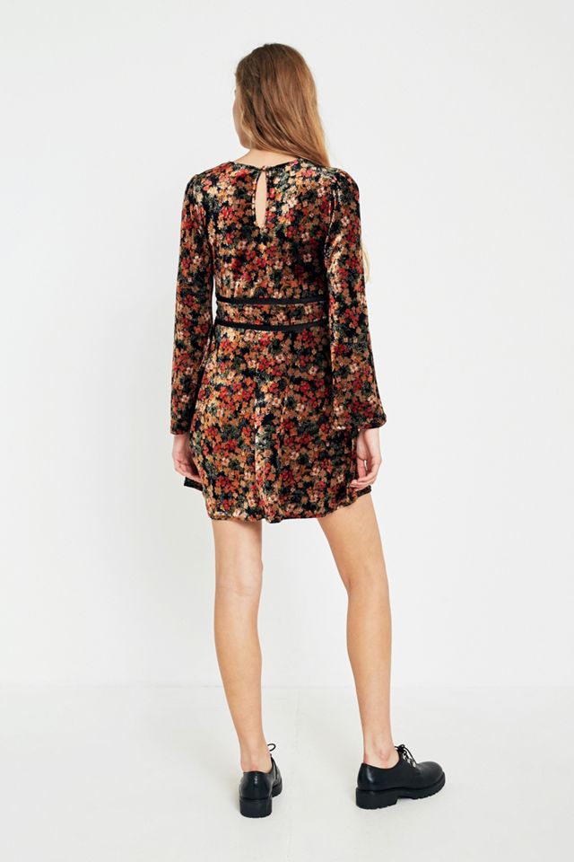 Pins & Needles Floral Velvet Fit y Flare Dress #3