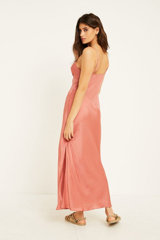 UO Pink Contrast Seamed Slip Dress #4