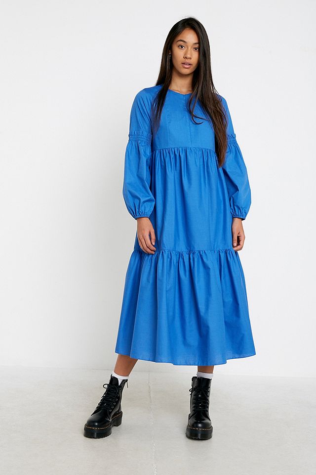 UO Poplin Smock Midi Dress | Urban Outfitters UK