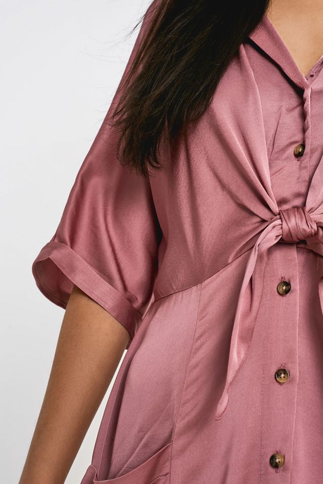 UO Lilac Tie-Front Shirt Dress #1