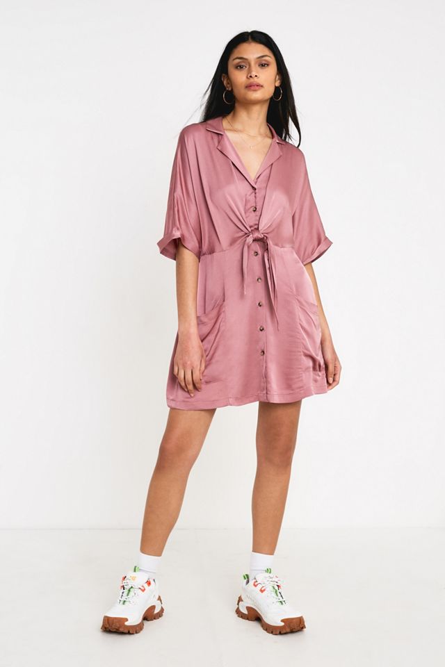 UO Lilac Tie-Front Shirt Dress #2