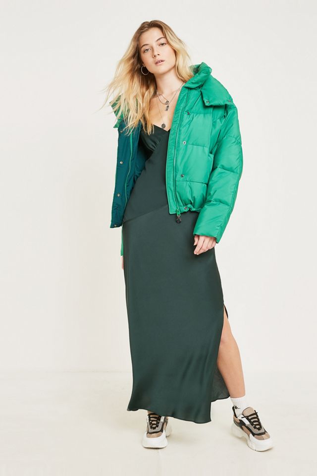 UO Forest Green Contrast Panel Slip Dress #3