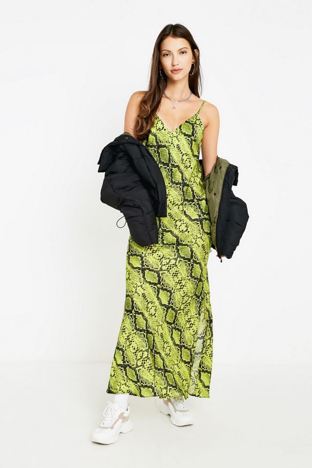UO Lime Green Snake Print Slip Dress #3