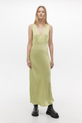 urban outfitters green silk dress