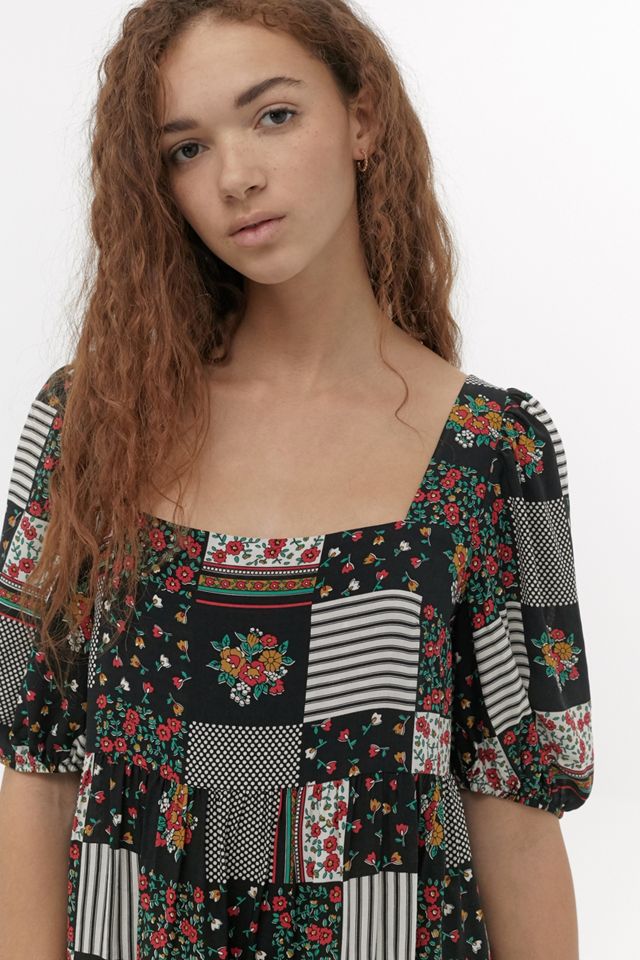 UO Fleur Patchwork Babydoll Mini Dress #3