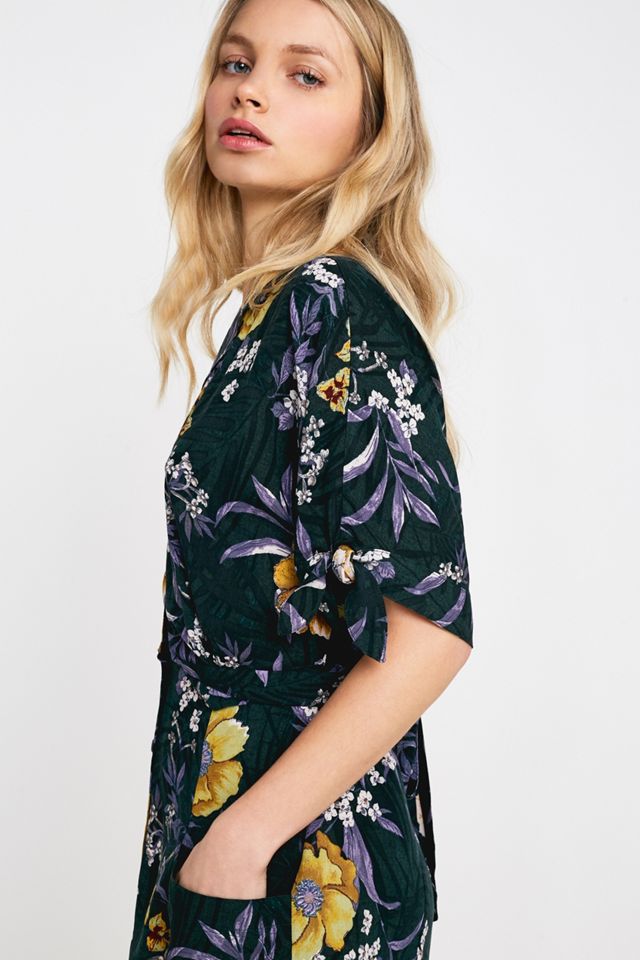 UO Waikiki Teal Floral Wrap Mini Abito #2