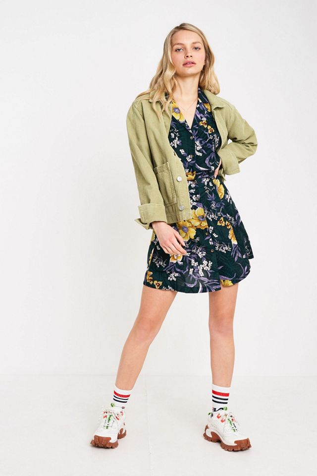 UO Waikiki Teal Floral Wrap Mini Abito #3