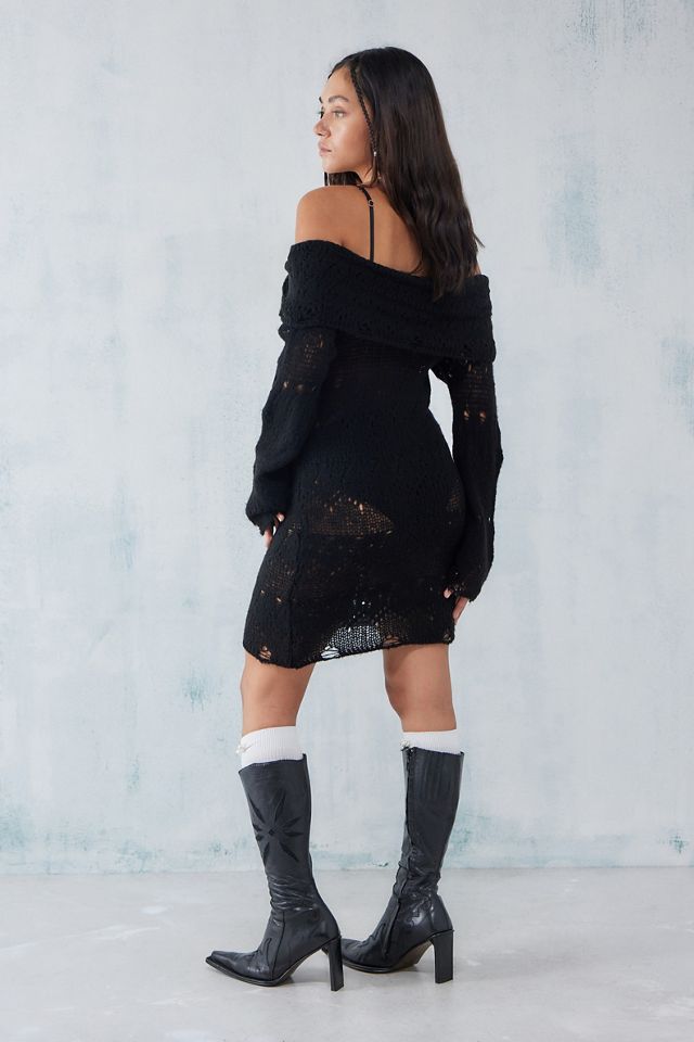UO Olivia Vestido Mini de Punto Desgastado Sin Hombros #3