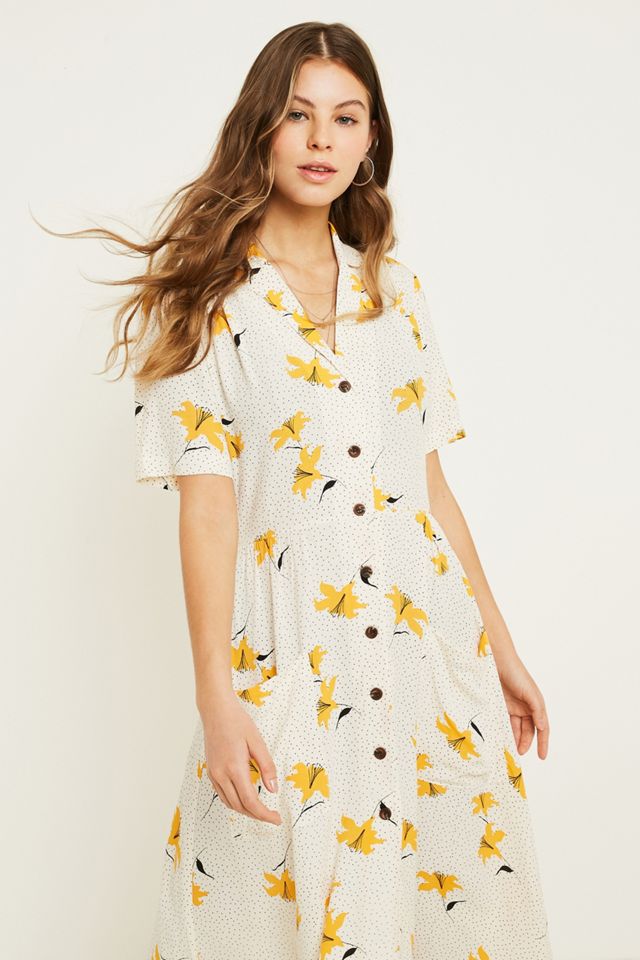 Urban Outfitters – Gepunktetes, geblümtes Hemdkleid in Midilänge #1