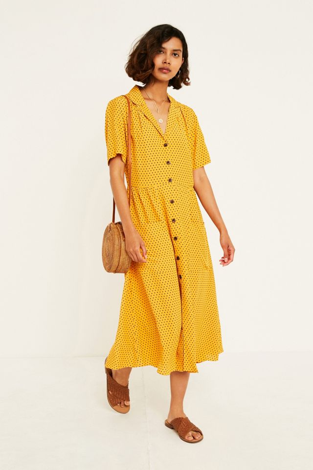 UO Dotted Midi Shirt Dress