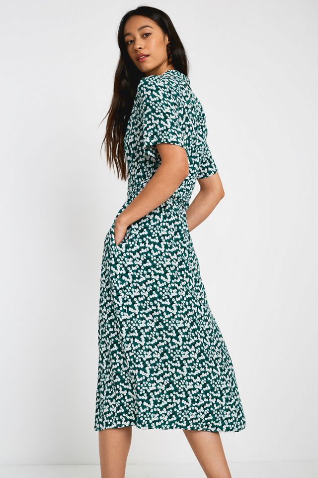 UO Victoria Green Floral Shirt Dress #2