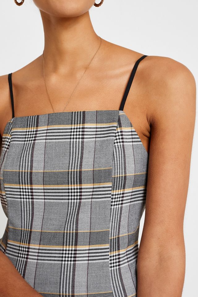 UO Yellow Checked Slip Dress #5
