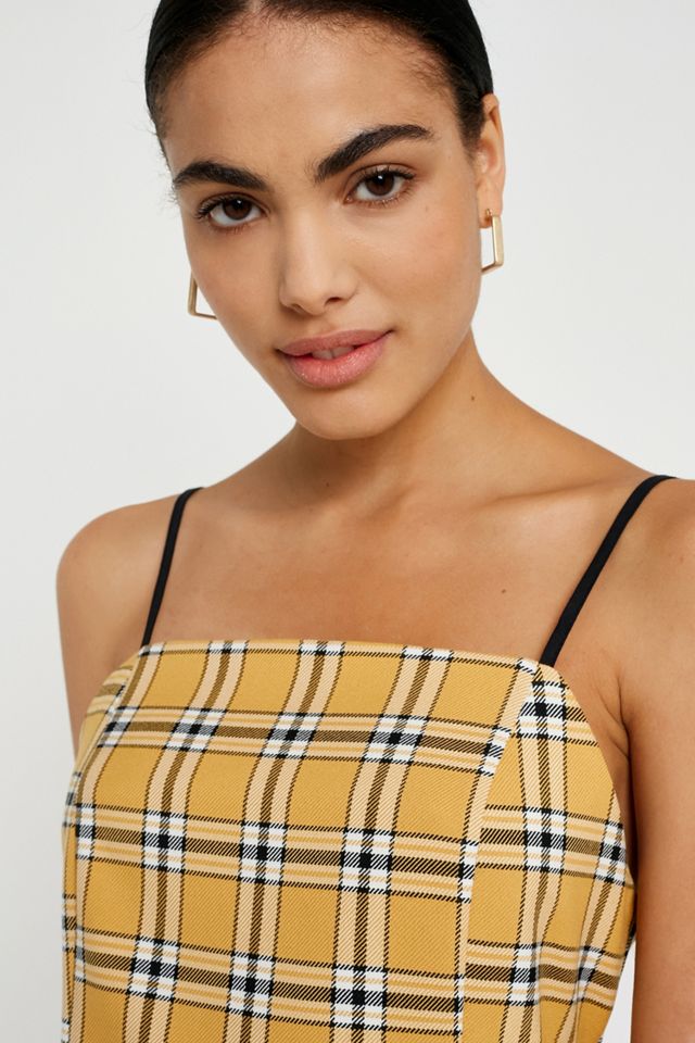 UO Bright Yellow Checked Slip Dress #1