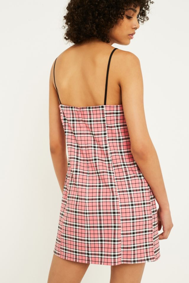 Urban outfitters pink plaid dress sale