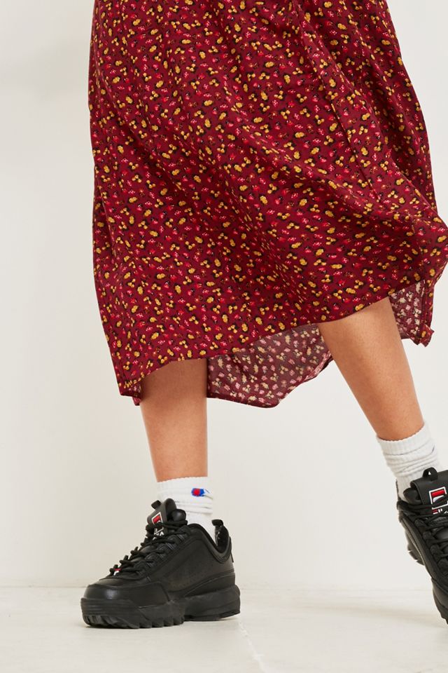 UO - Robe boutonnée à fleurs bordeaux  #3