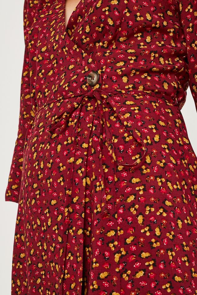 UO - Robe boutonnée à fleurs bordeaux  #5