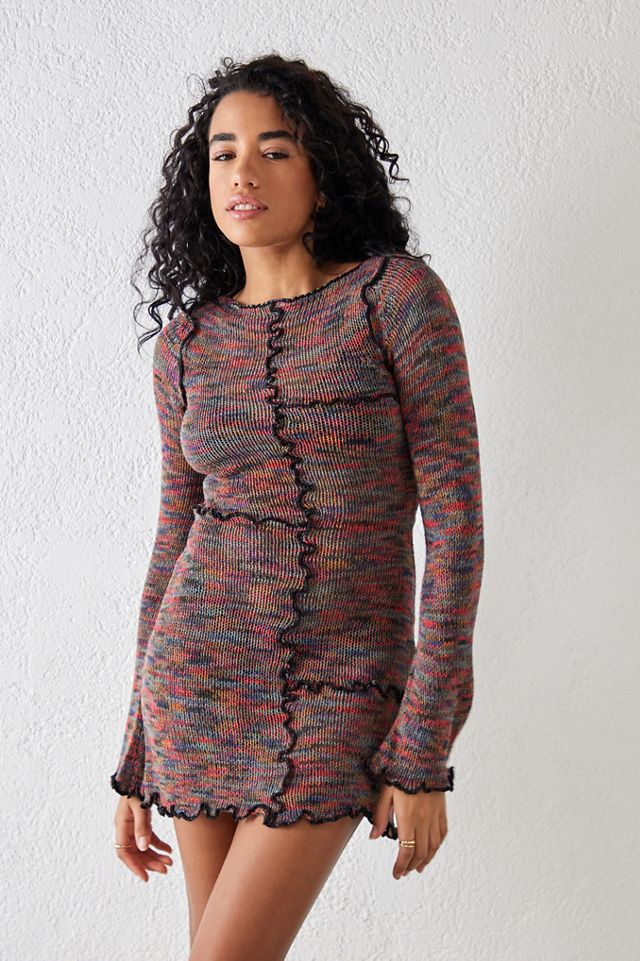 long sleeve knitted dresses Women's No Better Time Grey Ribbed Knit Sweater Mini Dress | Size: L main image 1