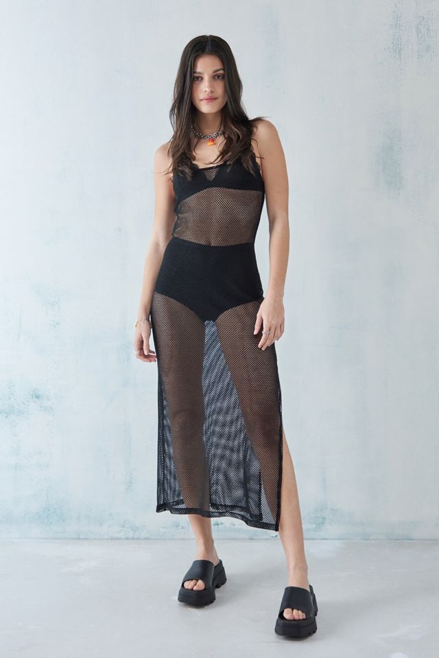 UO Strappy Fishnet Mesh Maxi Dress Urban Outfitters UK