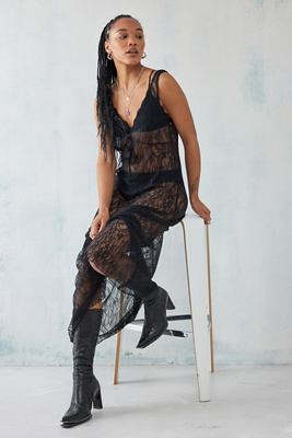 Nadine Lace-Up Back Maxi Dress - Black