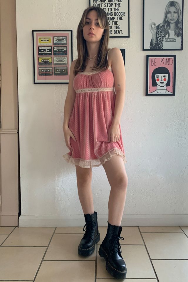 UO Pink Mesh Babydoll Dress #1