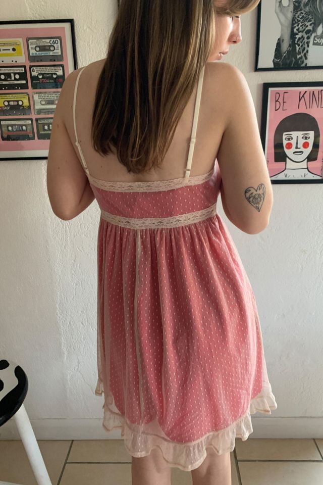 UO Pink Mesh Babydoll Dress