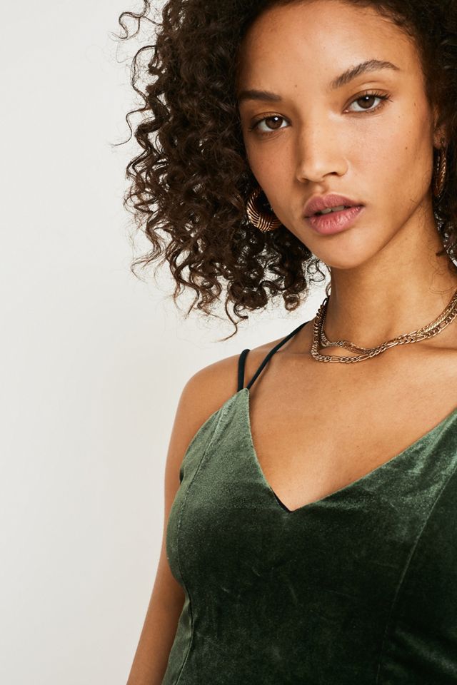 princess polly baby blue dress UO Tessa Green Velvet Strappy Low-Back Mini Dress