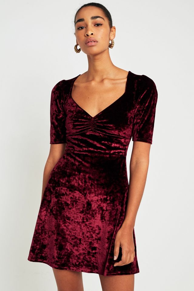 Pins & Needles Sweetheart Neckline Velvet Fit-and-Flare Dress