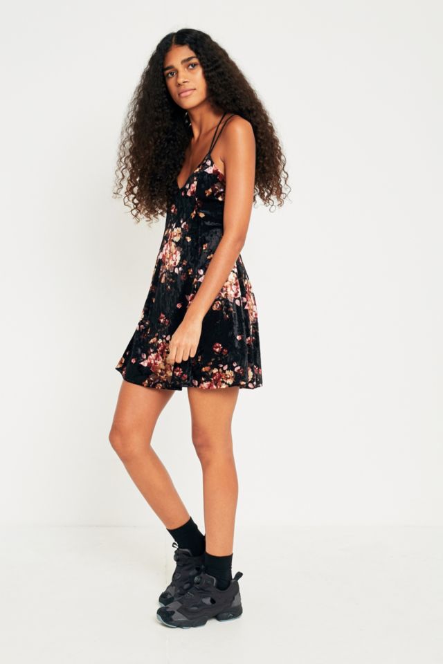 Pins Needles Floral Velvet Strappy Back Slip Dress Urban