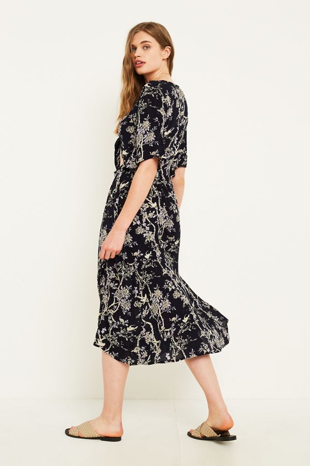 blue midi tea dress Blue Leafy Floral Maeve Midi Dress