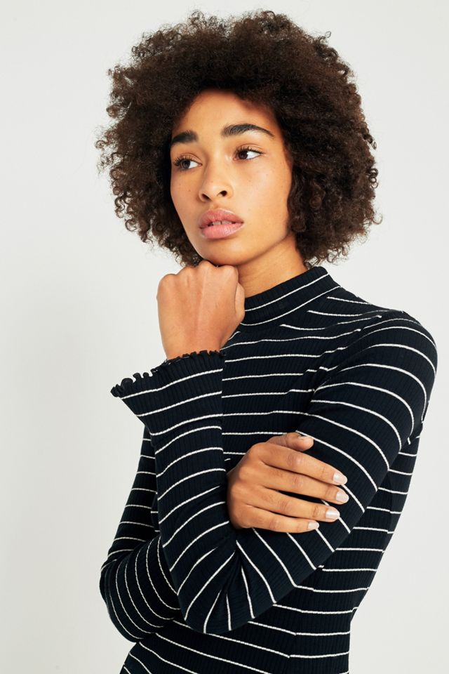 Pins & Needles Striped Mock Neck Ribbed Dress #1