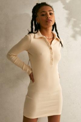 ribbed polo mini dress