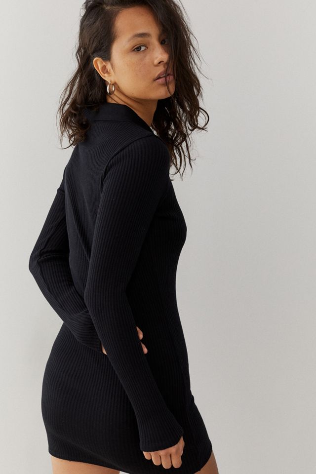 iets frans... Long Sleeve Rib Polo Mini Dress #1