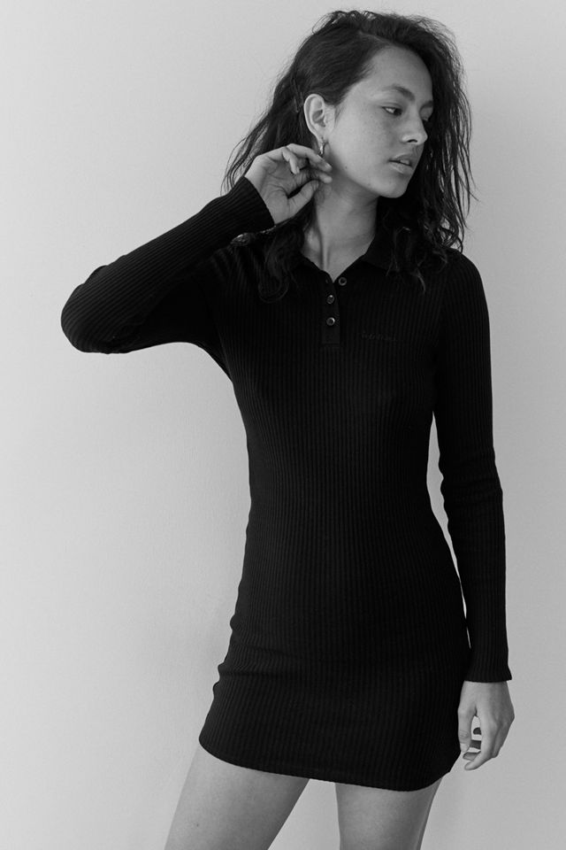 iets frans... Long Sleeve Rib Polo Mini Dress #2